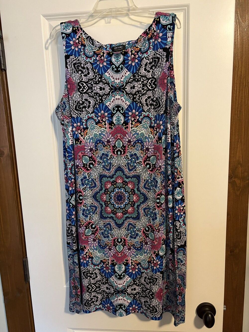 Nicole by Nicole Miller Boho Floral Kaleidoscope Paisley Shift Dress Size Large